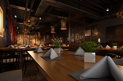 石景山简约大气中式风格餐厅设计装修效果图