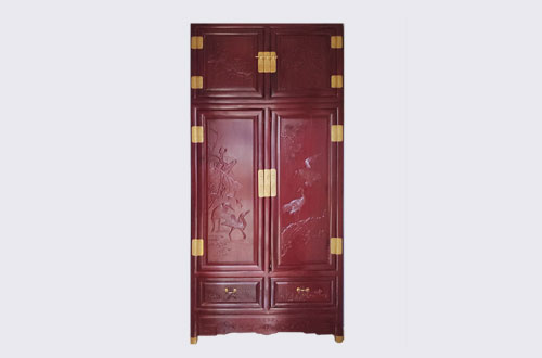 石景山高端中式家居装修深红色纯实木衣柜