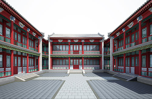 石景山北京四合院设计古建筑鸟瞰图展示