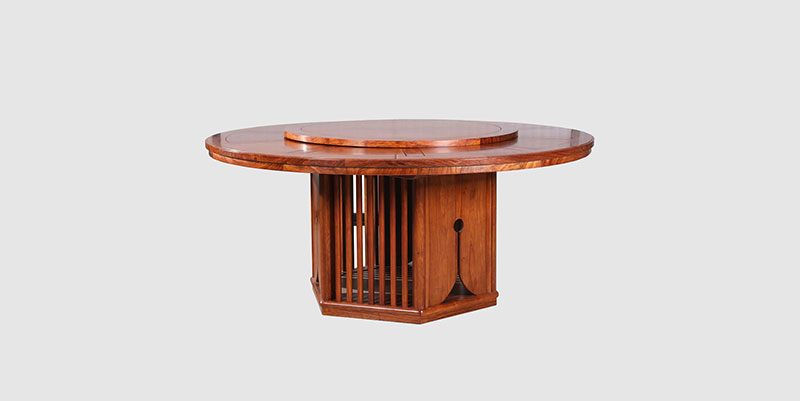石景山中式餐厅装修天地圆台餐桌红木家具效果图